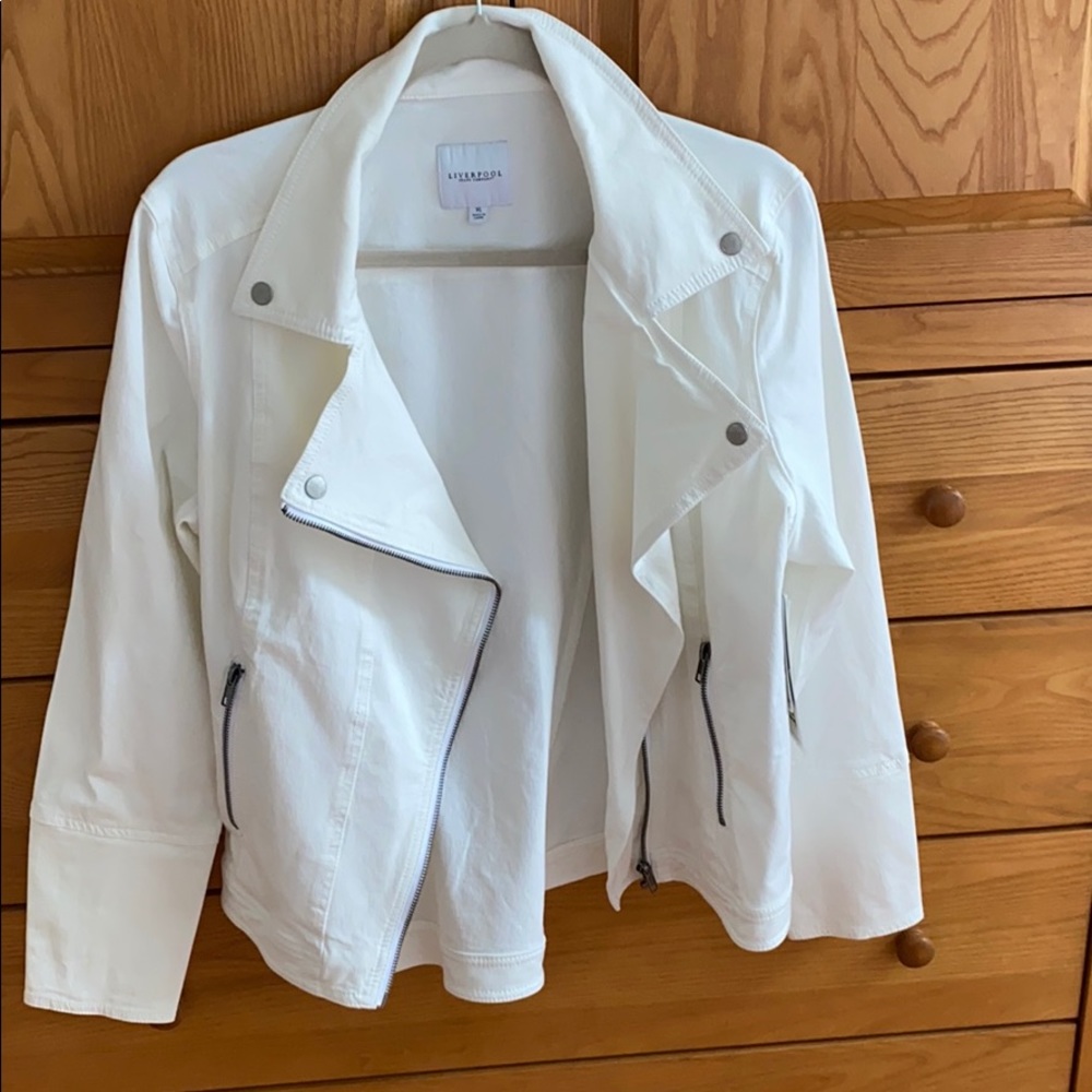 Liverpool White Denim Moto Jacket